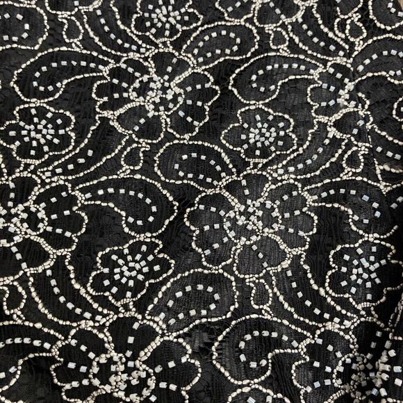 Carmen Marc Valvo 4 S Black White Beaded Pants Cropped Slim 1990s VTG Evening - Picture 5 of 7